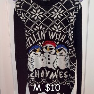 Black and White Snowman Sweater